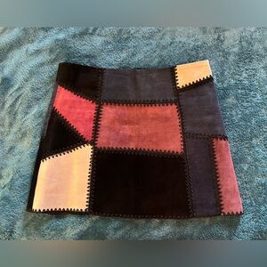 Zara Leather Color-block Mini Skirt Size Small